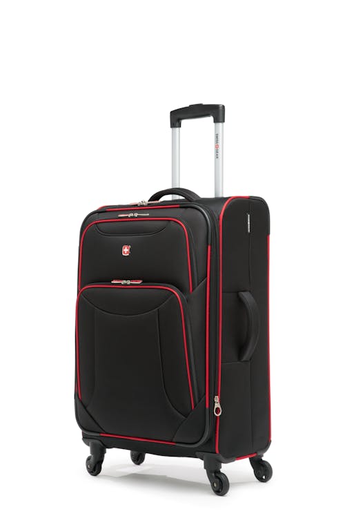 Swissgear Collection de bagages Basel - Valise Souple Extensible de 24 po - Noir/Rouge