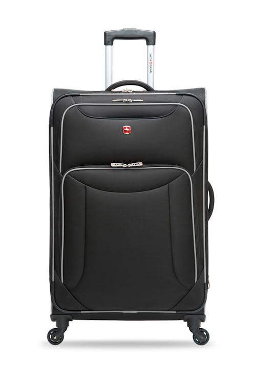 Swissgear Collection de bagages Basel - Valise Souple Extensible de 28 po - Noir/Argent