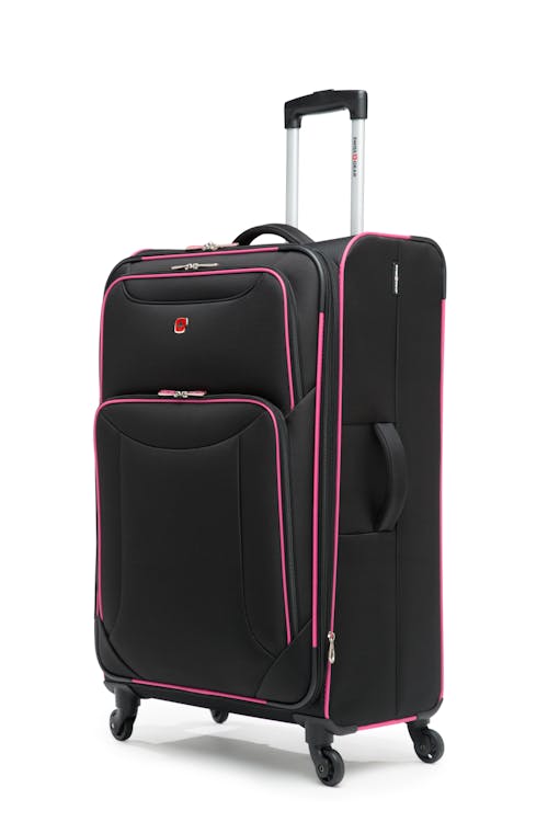Swissgear Collection de bagages Basel - Valise Souple Extensible de 28 po - Noir/Magenta