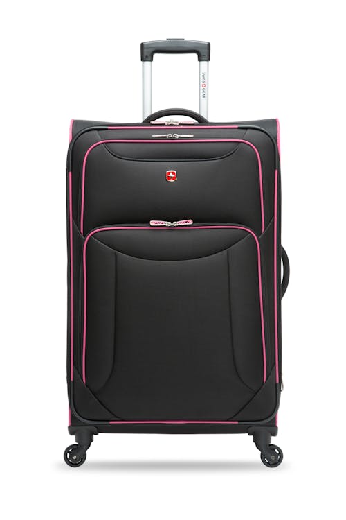 Swissgear Collection de bagages Basel - Valise Souple Extensible de 28 po - Noir/Magenta