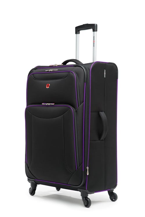 Swissgear Collection de bagages Basel - Valise Souple Extensible de 28 po - Noir/Mauve