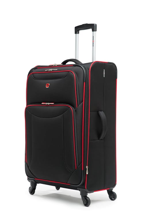 Swissgear Collection de bagages Basel - Valise Souple Extensible de 28 po - Noir/Rouge