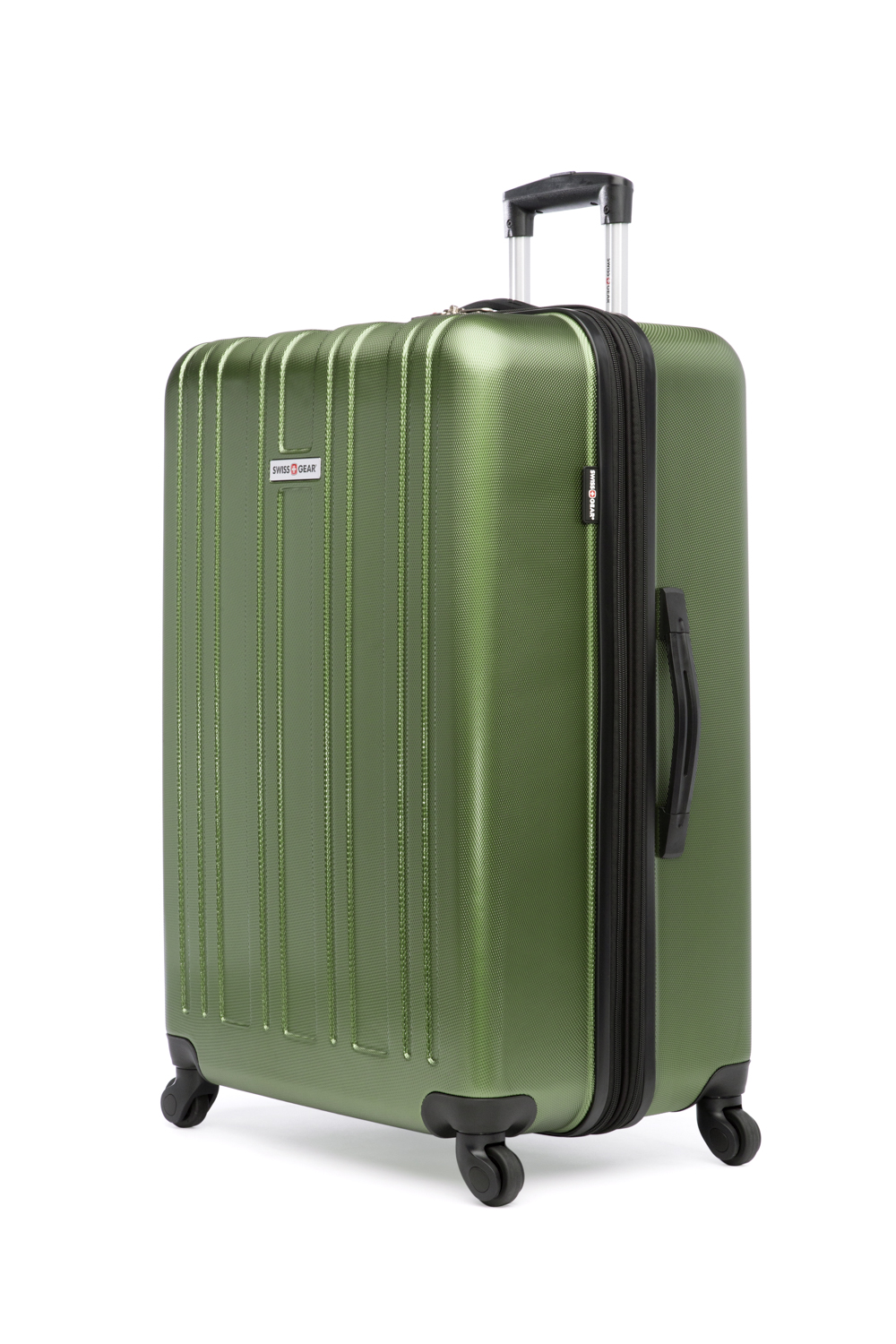 green hard case luggage