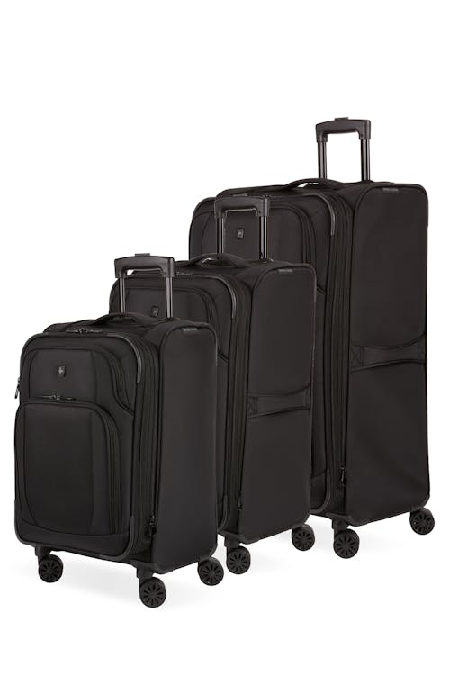 Swissgear 34600 Expandable 3pc Spinner Luggage Set - Black