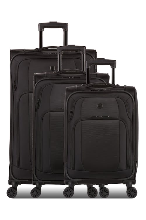 Swissgear 36400 Expandable 3pc Spinner Luggage Set - Black