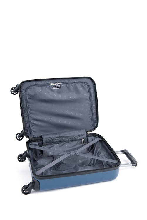 Swissgear Mammoth Collection Carry-on Hardside Luggage has split-case design with two large main compartment, tie-down straps, lining divider and privacy pocket