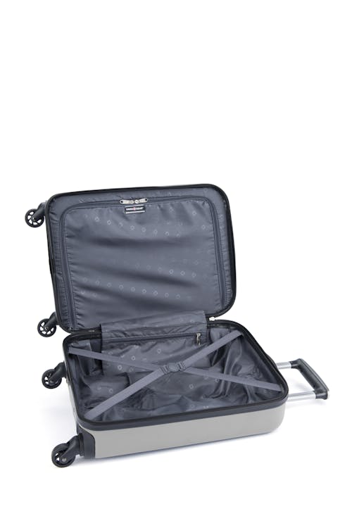 Swissgear MAMMOTH Collection Carry On Hardside Luggage Split-Case Design with two large main compartment, tie-down straps, lining divider and privacy pocket