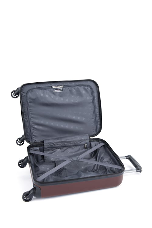 Swissgear MAMMOTH Collection Carry On Hardside Luggage Split-Case Design with two large main compartment, tie-down straps, lining divider and privacy pocket