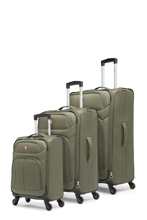 Swissgear Collection de bagages Eclipse - Ensemble de 3 valises souples - Vert Ardoise