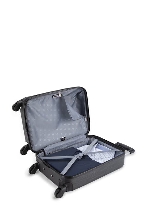 Swissgear Symmetry Lite Collection Carry-on Hardside Luggage with two large main compartments, tie-down straps, lining divider and a privacy pocket