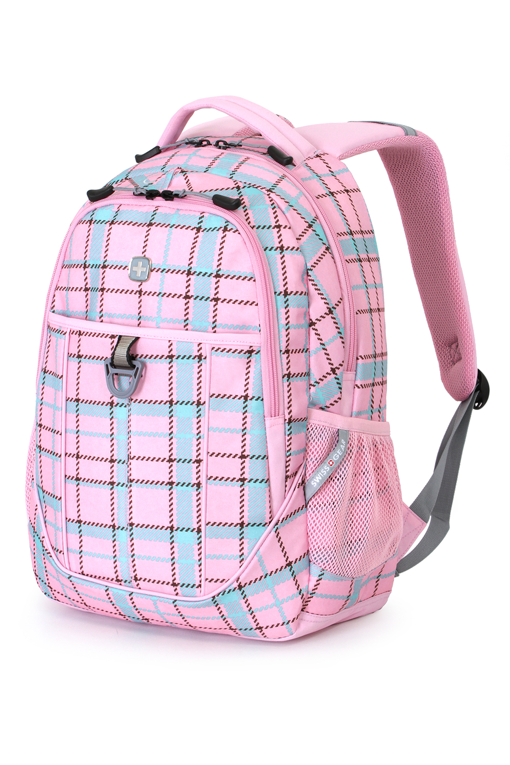 pink plaid backpack