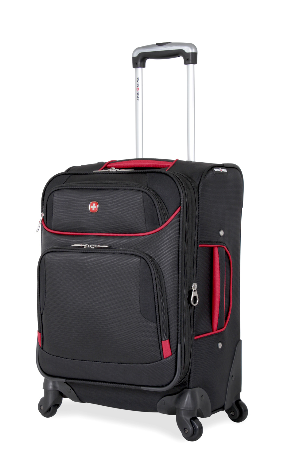 black and red suitcase