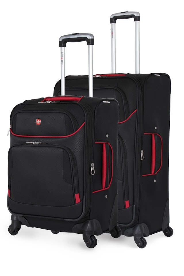 Swissgear 7317 Expandable 2pc Spinner Luggage Set Black/Red