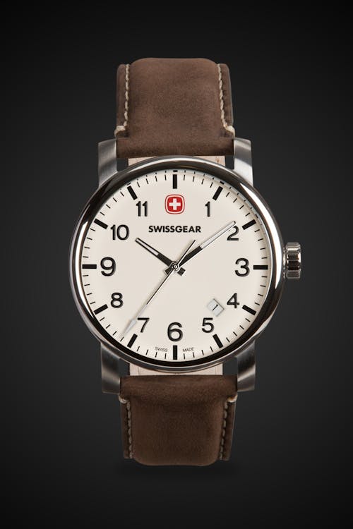 Swissgear Legacy Watch - Silver with Cream Dial & Dark Brown Strap