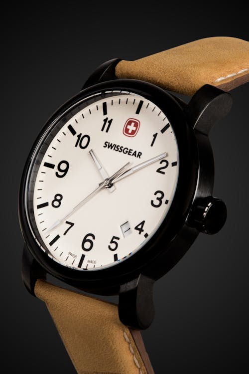 Swissgear Legacy Watch - Black with Cream Dial & Light Brown Strap