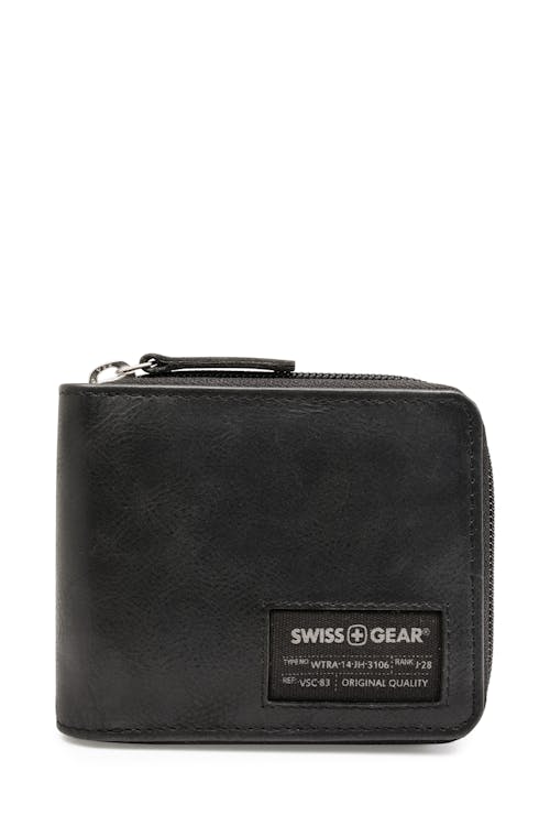SWISSGEAR 87000 Leather Zip-Around RFID Billfold Wallet with ID Flap