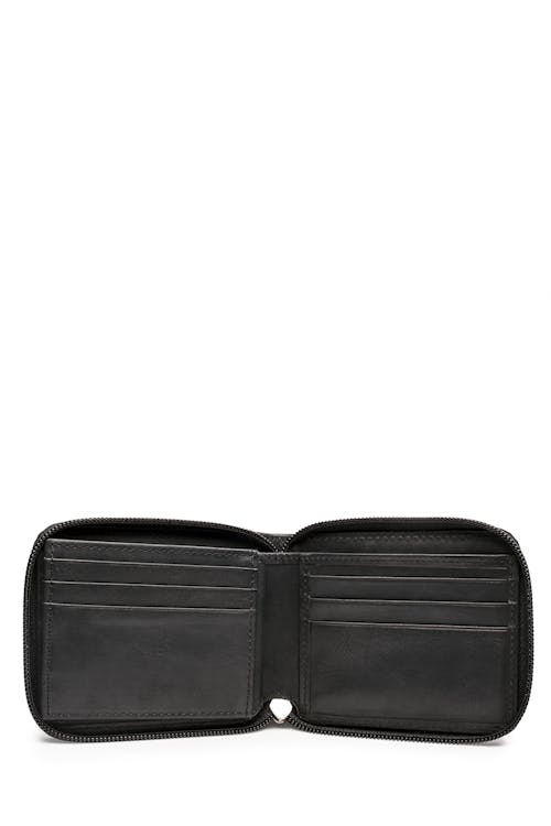 SWISSGEAR 87000 Leather Zip-Around RFID Billfold Wallet with ID Flap card slots