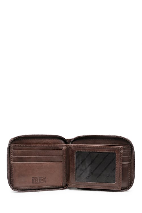 SWISSGEAR 87000 - Portefeuille RFID à fermeture éclair contour avec étui d’identification en cuir Fermeture éclair contour