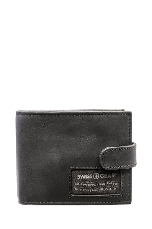 SWISSGEAR 87172 Leather Billfold Wallet with RFID Shield and Interior Coin Pocket - Black