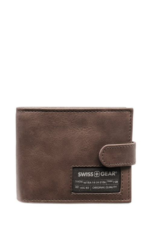 SWISSGEAR 87172 - Portefeuille en Cuir Anti RFID avec pochette à monnaie interne - Brun