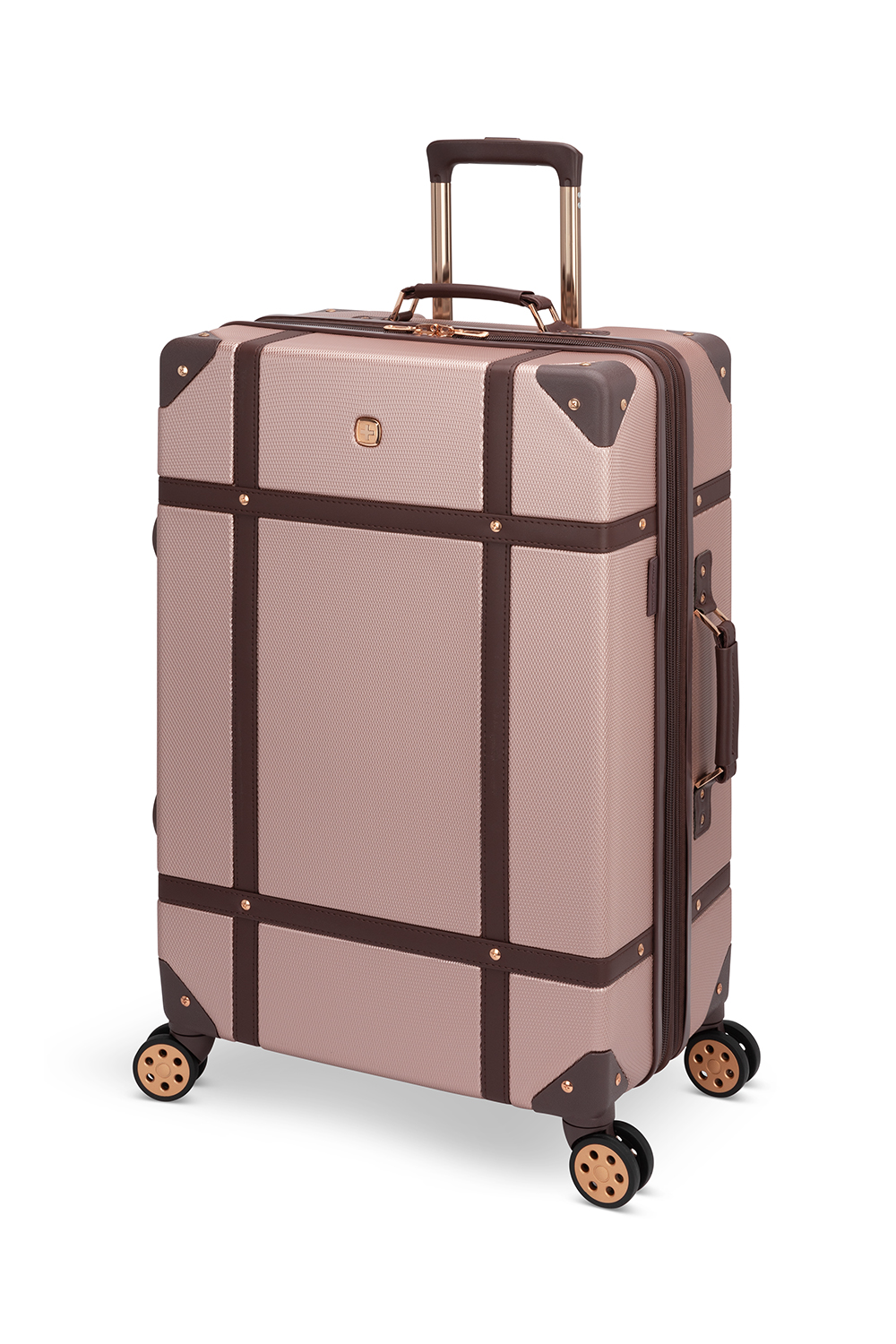 Pink trunk cheap suitcase