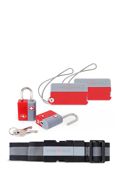 Swissgear Kit de sécurité pour bagage - Ensemble d’Accessoires de Voyage - Rouge